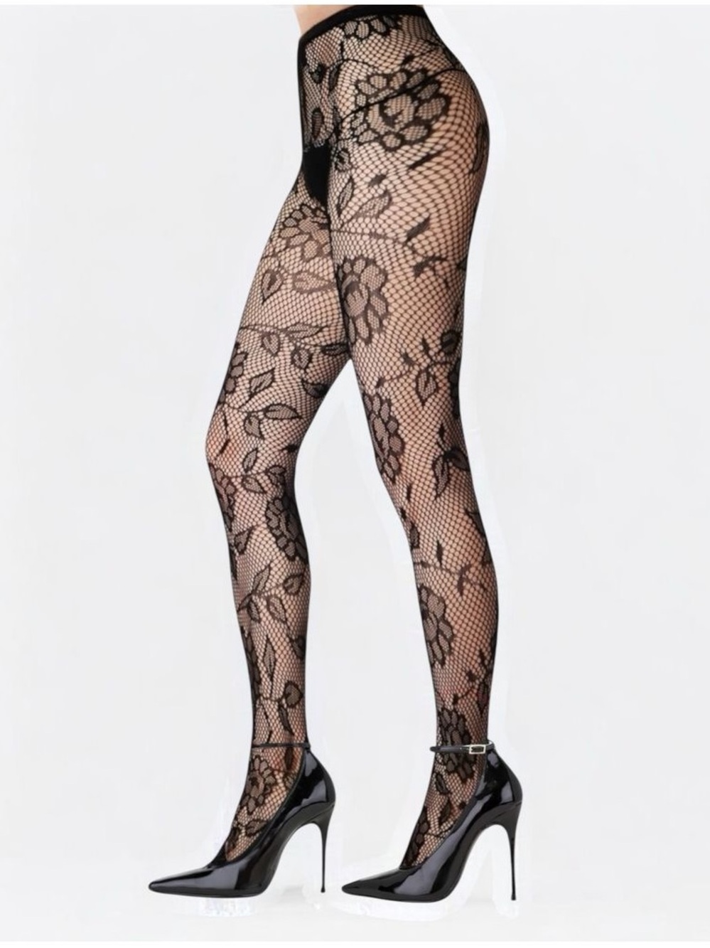 SHADOW BLOOM FLORAL FISHNET TIGHTS (ONE SIZE)